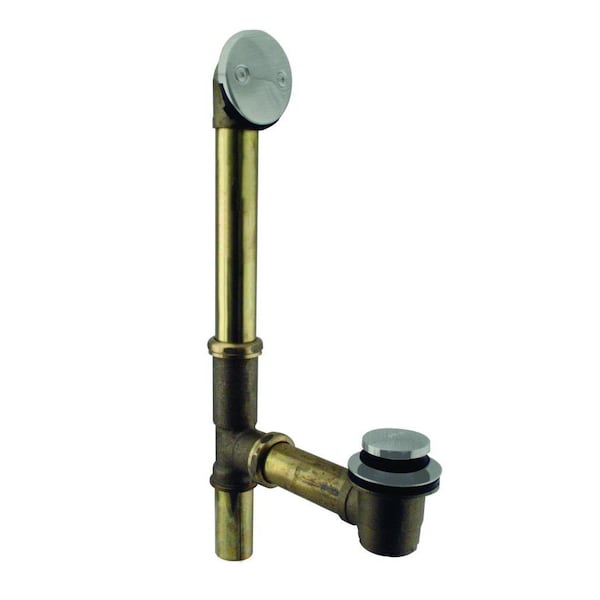 Westbrass Tip Toe Bath Waste - 14" Make-Up, 17 Ga. Tubing in Stainless Steel D325-20 (79317-20) - main
